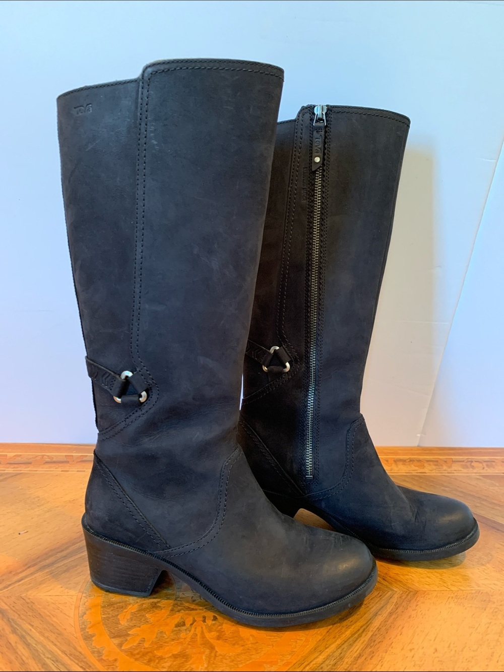 Teva Foxy Tall Women’s 7.5 Classic Black Casual Riding Boots Waterproof Leather